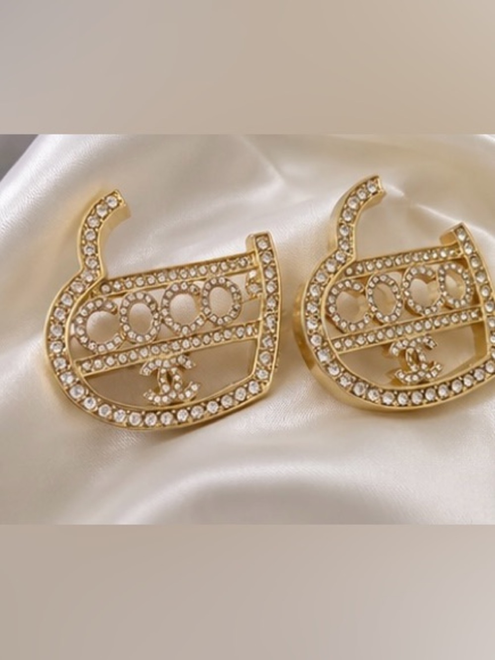 Gold Tone Rhinestone Statement Stud Earrings Bold Vintage Glam Style